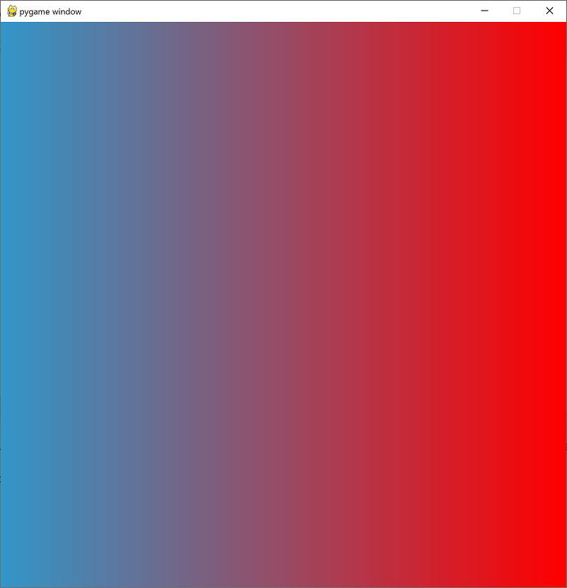Pygame demo of colour gradient. You will generate this image in the extra practice material!