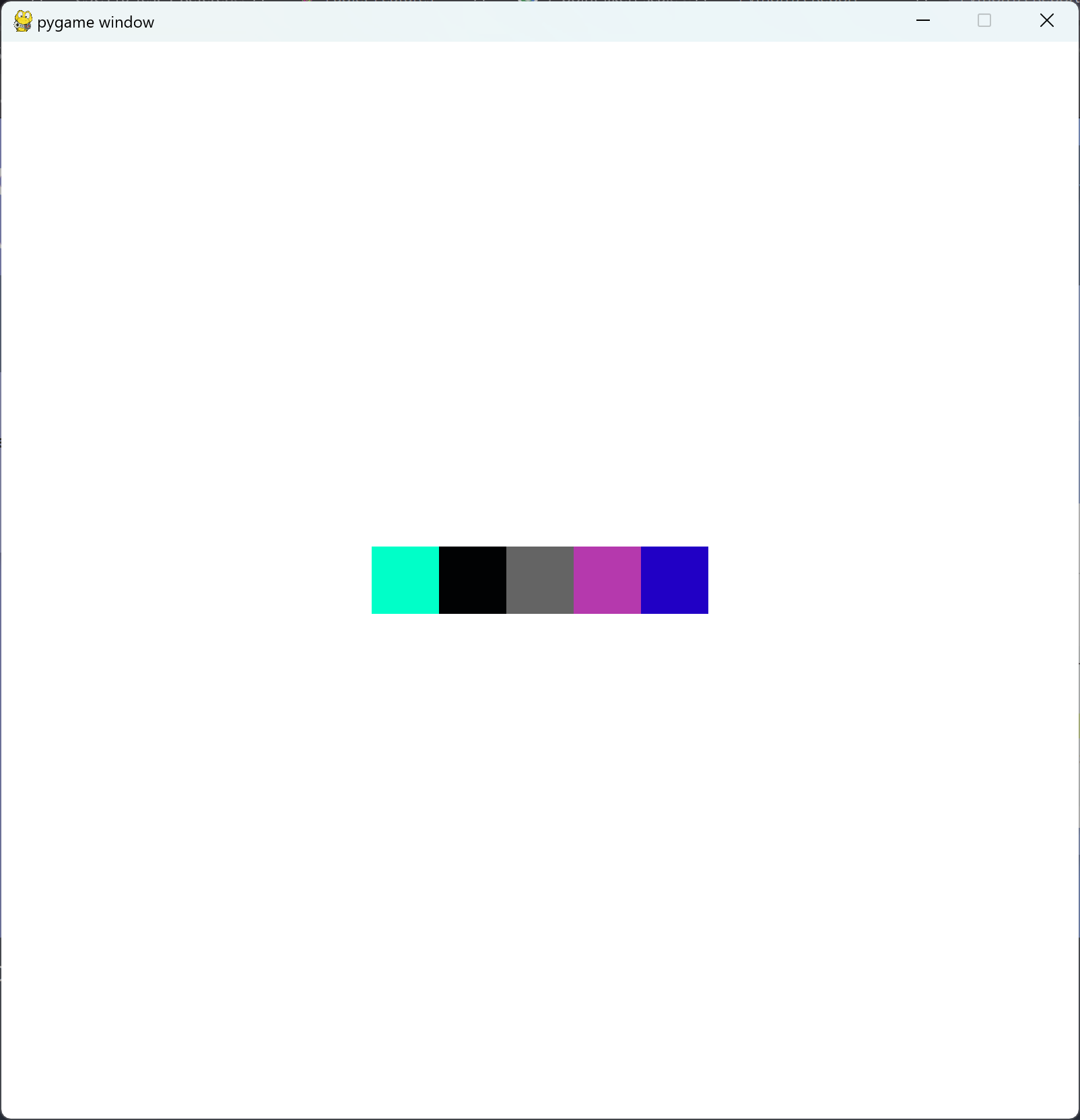 Image showing warmup1 pygame window.