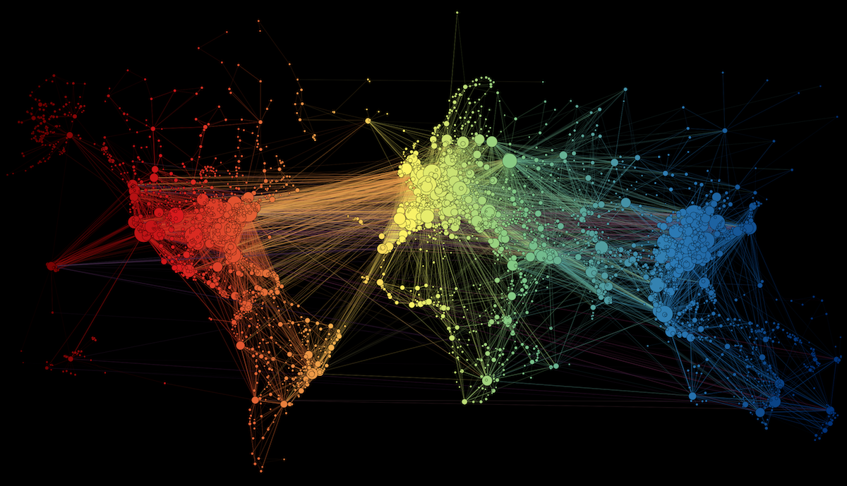 Airport map from http://www.martingrandjean.ch/connected-world-air-traffic-network/.