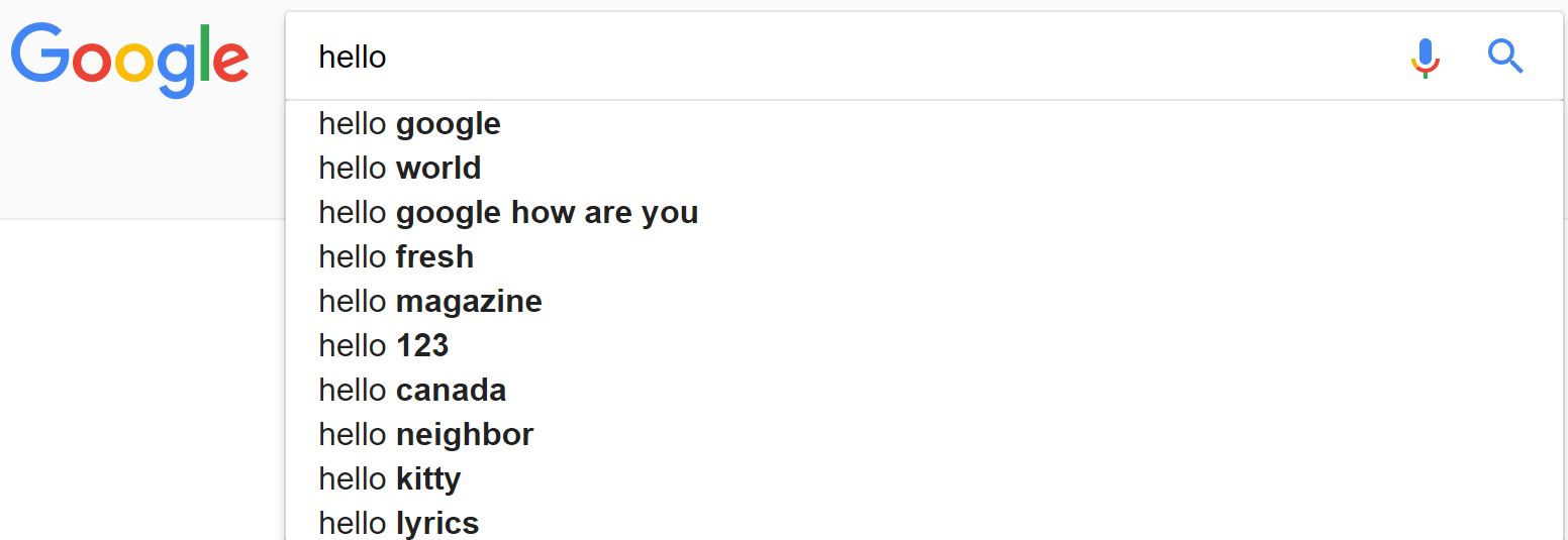 Screenshot of Google search with autocomplete.